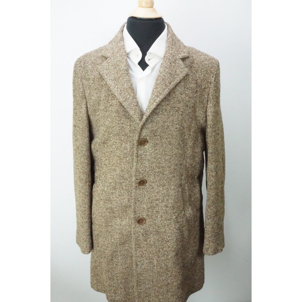 Isaia Brown Herringbone Tweed Wool Sport Coat Jacket Sz 40R BRAND NEW
